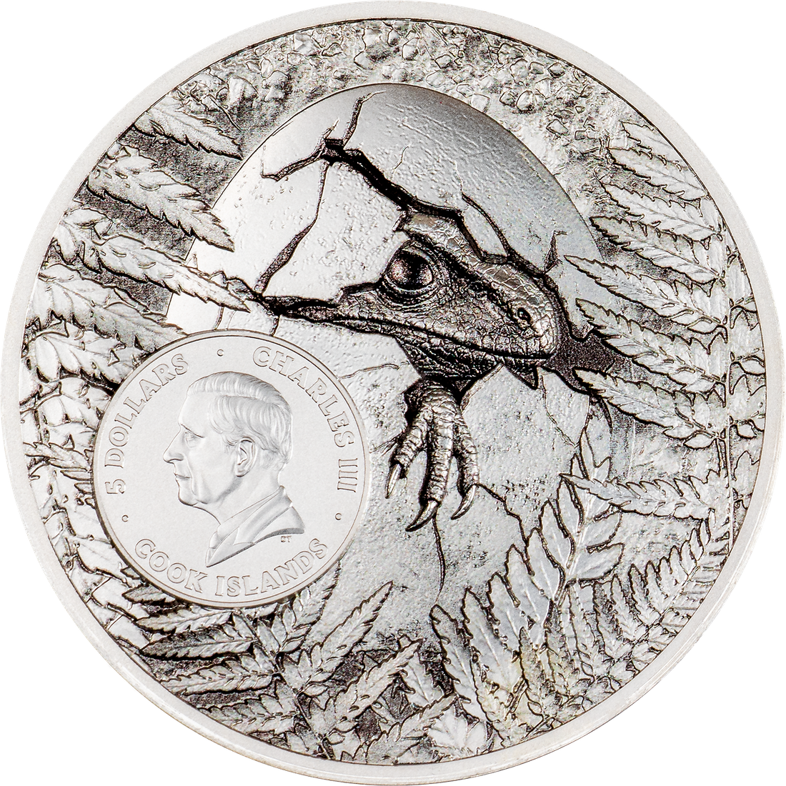 Moneda de Plata 1 oz Reliquias Jurásicas – Carcharodontosaurus Islas Cook 2026 3