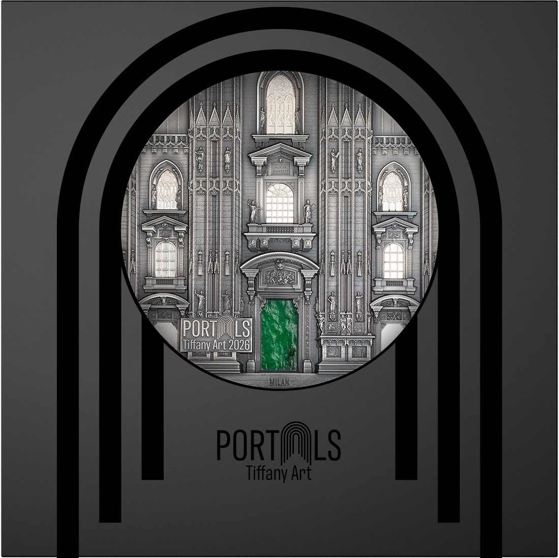 Moneda de Plata 1 kg Tiffany Art Portals – Milán & Praga Edición Kilo Islas Cook 2026 reverso