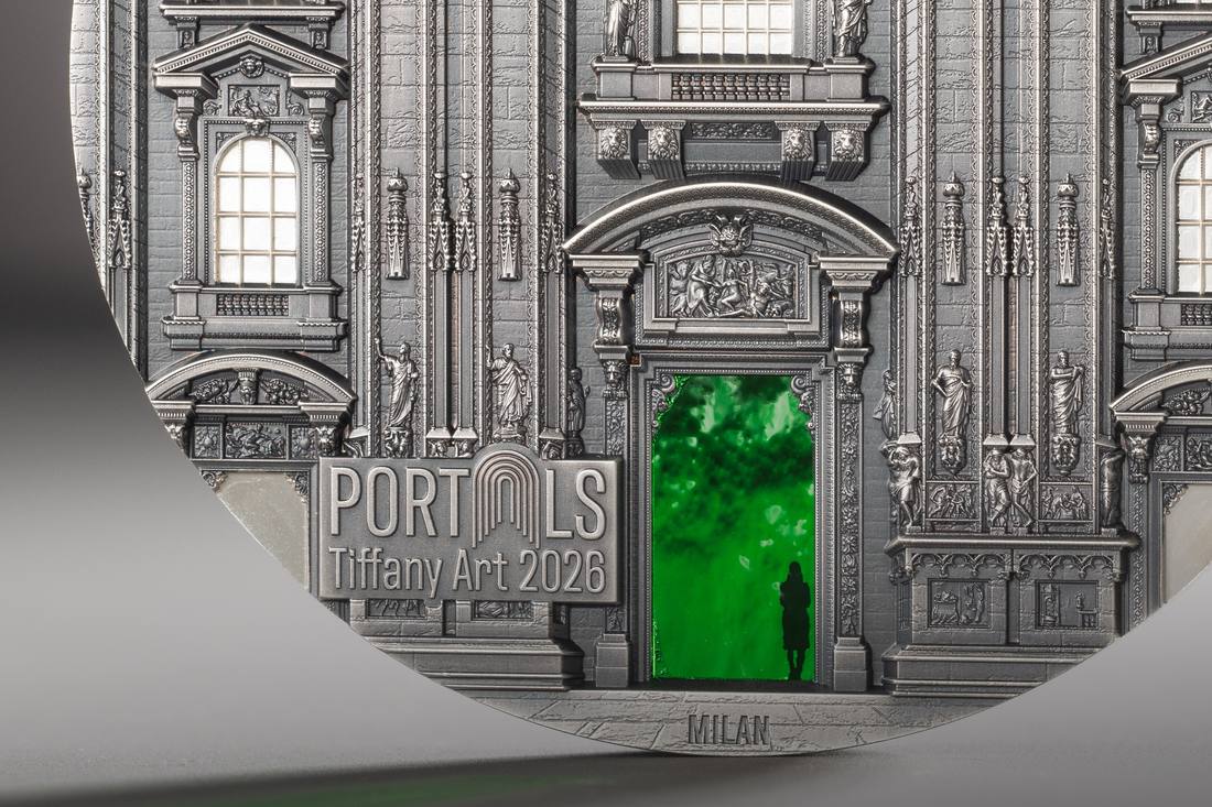 Moneda de Plata 3 oz Tiffany Art Portals – Milán & Praga Islas Cook 2026 6