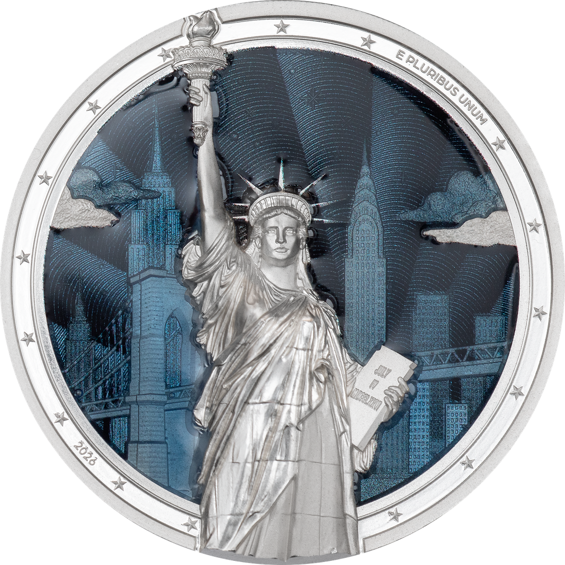 Moneda de Plata 2 oz Estatua de la Libertad — Iconos Atemporales Islas Cook 2026