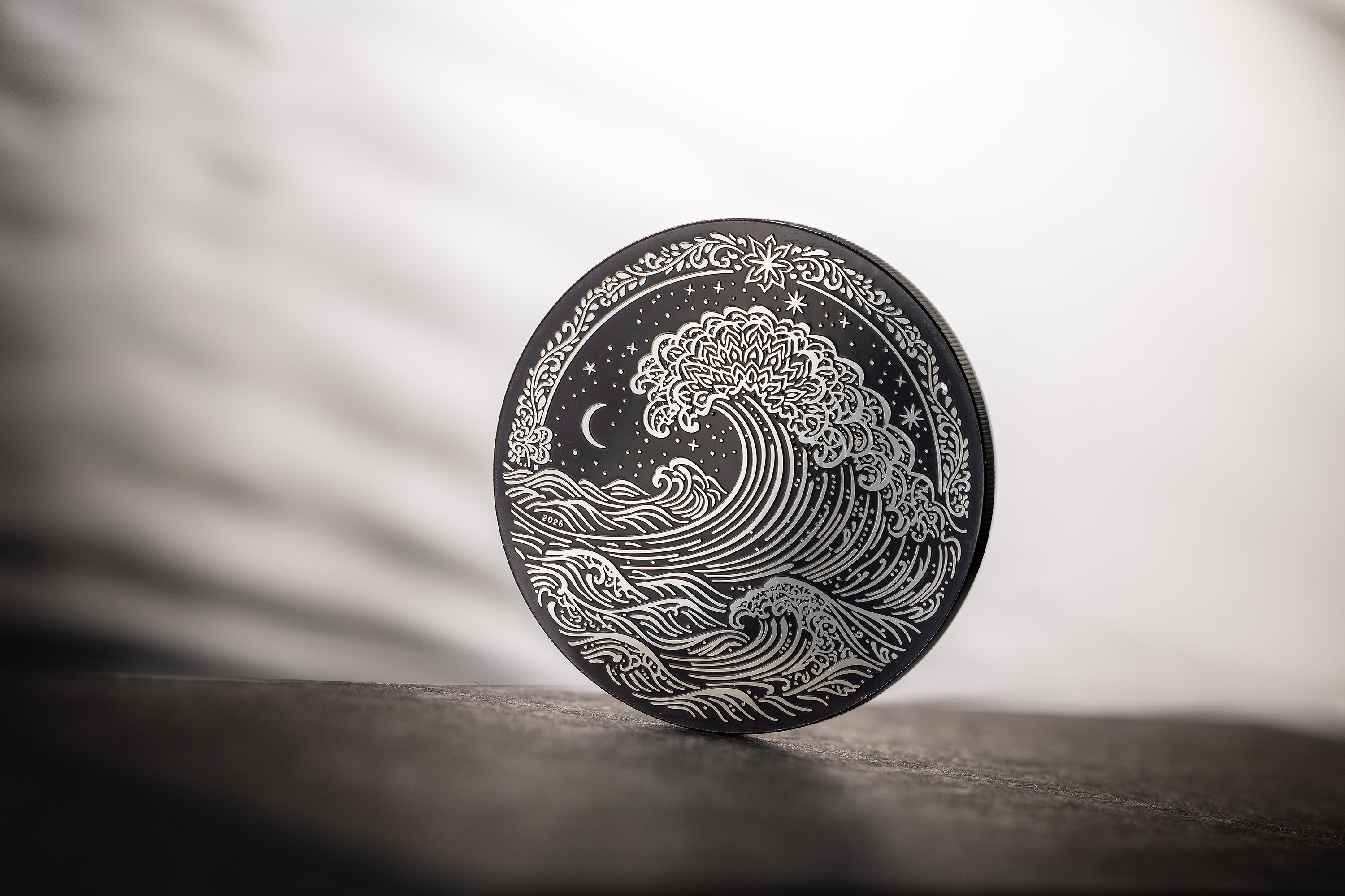 Moneda de Plata 1 oz La Ola – Negro Obsidiana Islas Cook 2026 4